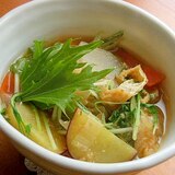 薩摩芋＆冷凍大根の味噌汁♪（油揚げ＆水菜ほか）
